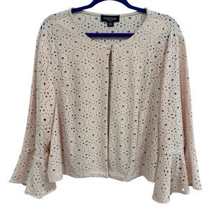 Perceptions 3X Bolero Top Blush Pink 3/4 Flare Bell Sleeve Women's NEW